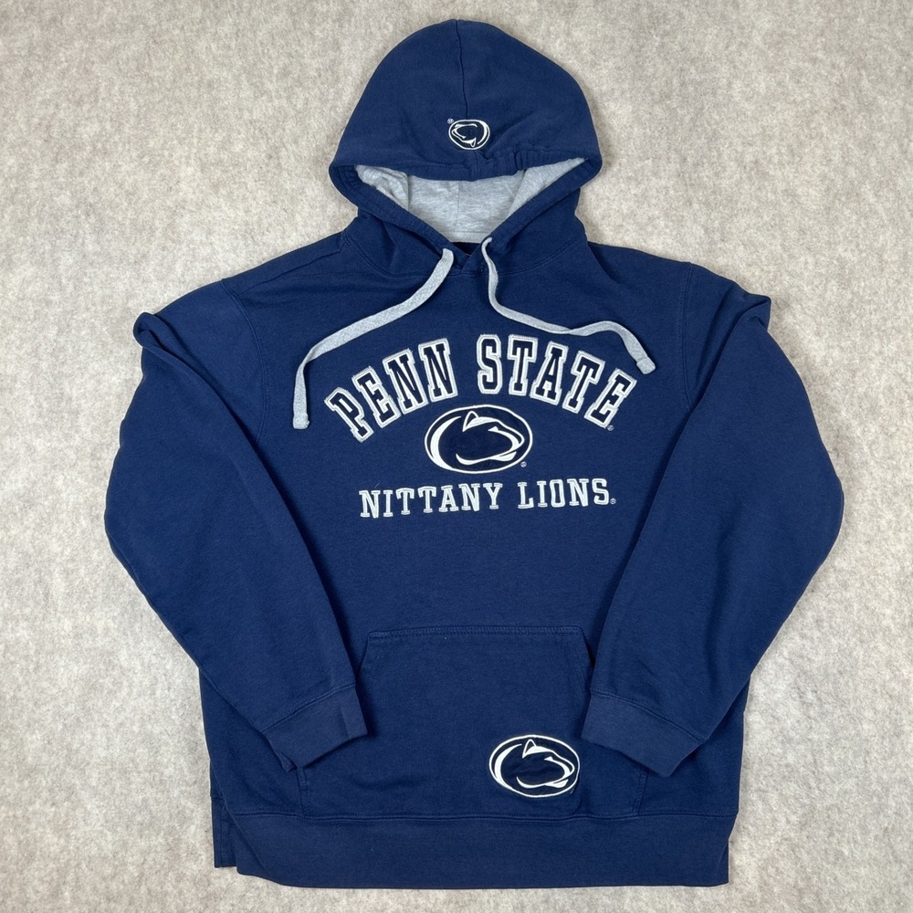 Vintage J America Hooded Sweatshirt Mens XL NCAA Penn State Nittay Lions Blue